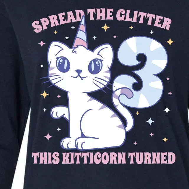 Spread The Glitter This Kitticorn Turned 3 Birthday Gift Womens Cotton Relaxed Long Sleeve T-Shirt