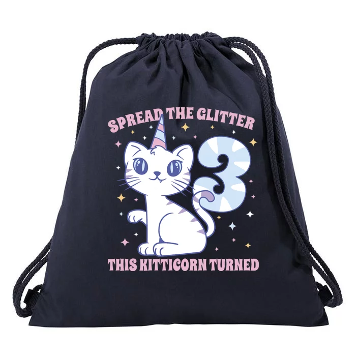 Spread The Glitter This Kitticorn Turned 3 Birthday Gift Drawstring Bag