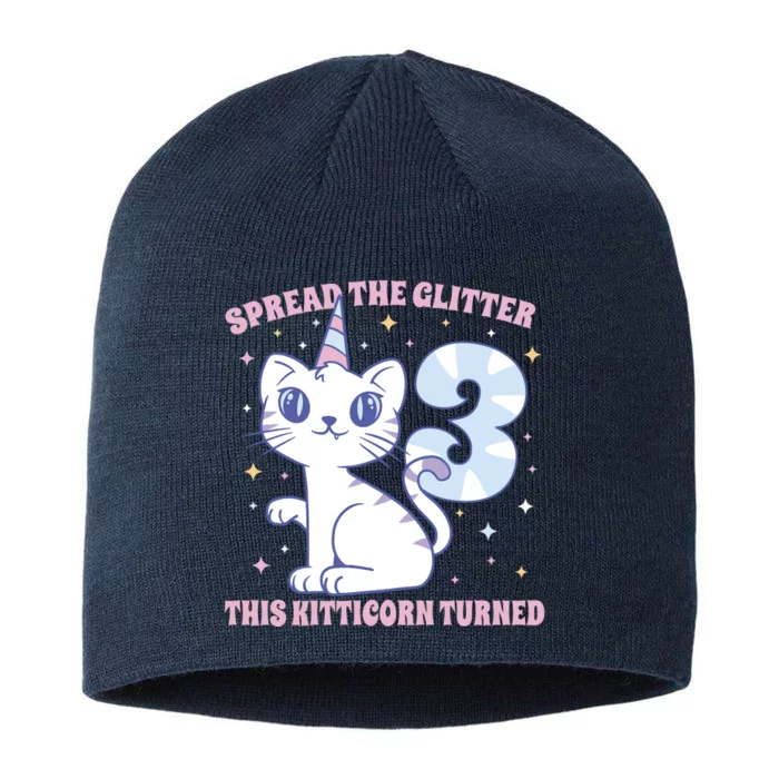 Spread The Glitter This Kitticorn Turned 3 Birthday Gift 8 1/2in Sustainable Knit Beanie