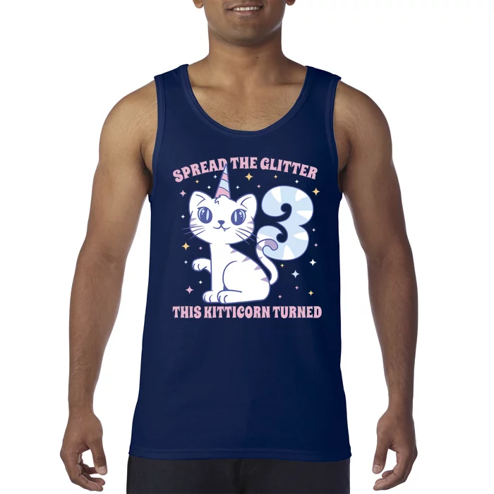 Spread The Glitter This Kitticorn Turned 3 Birthday Gift Tank Top