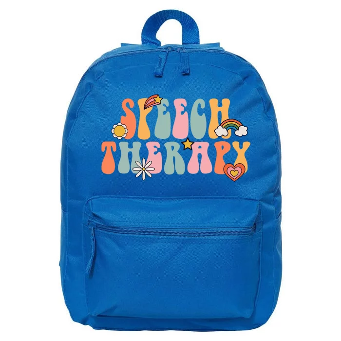 Speech Therapy Groovy Retro Vintage Cute Gift 16 in Basic Backpack