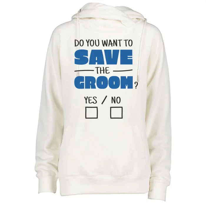 Save The Groom Funny Bachelor Womens Funnel Neck Pullover Hood