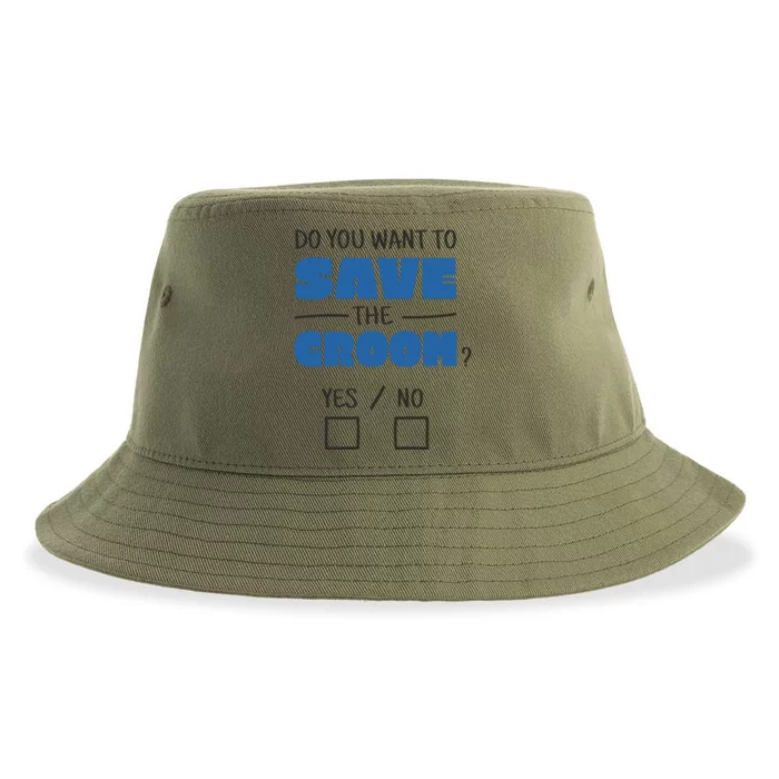 Save The Groom Funny Bachelor Sustainable Bucket Hat