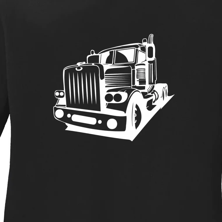 Semi Truck Gift For Truck Driver Ladies Long Sleeve Shirt