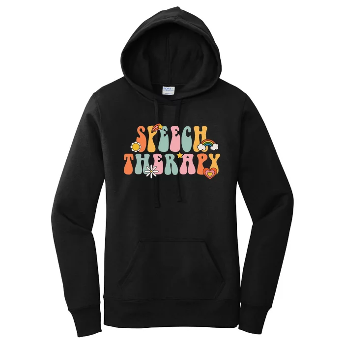 Speech Therapy Groovy Retro Vintage Cute Women's Pullover Hoodie