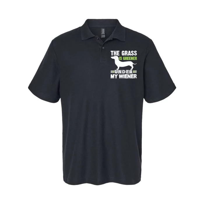 S The Grass Is Greener Under My Wiener Funny Weiner Dog Quote Softstyle Adult Sport Polo