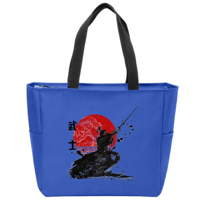 Samurai The Ghost Design Zip Tote Bag