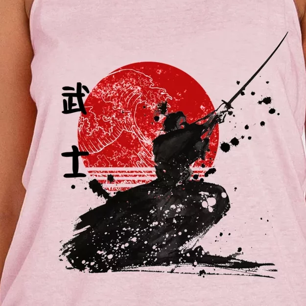 Samurai The Ghost Design Women's Knotted Racerback Tank