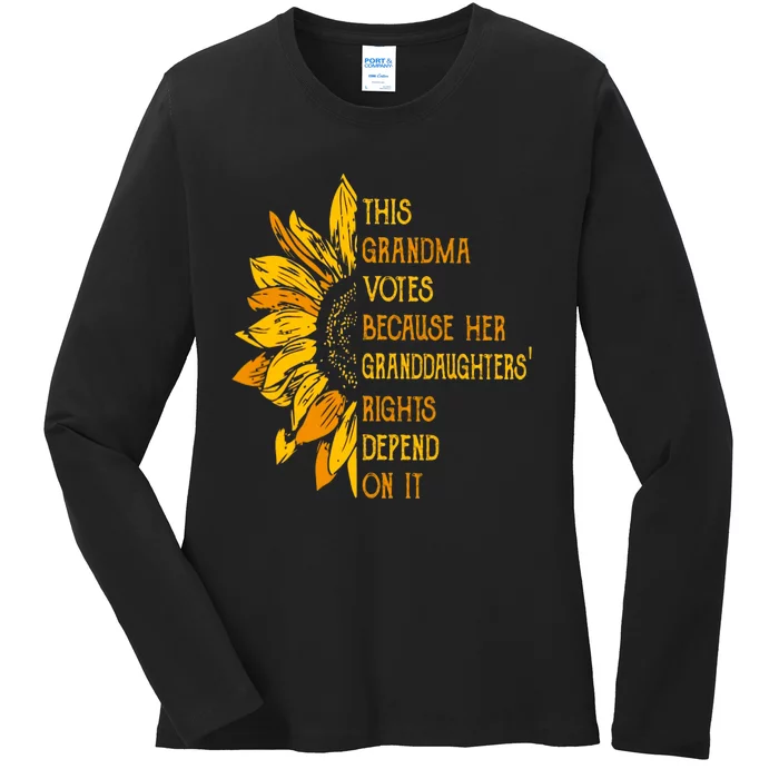 Sunflower This Grandma Votes Because Her Granddaughters Ladies Long Sleeve Shirt