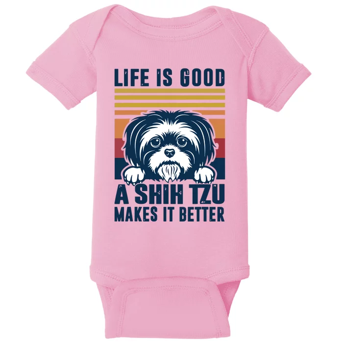 Shih Tzu Gifts For Men Women Shitzu Dog Mom Dad Shih Tzu Baby Bodysuit