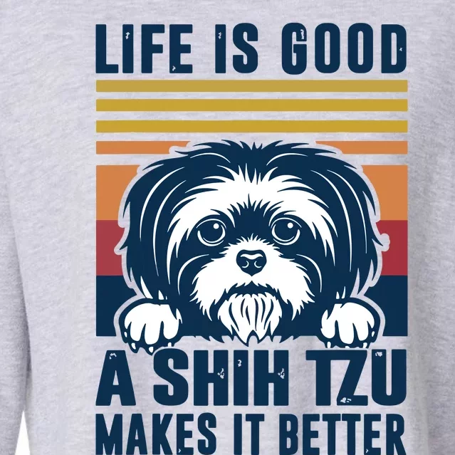 Shih Tzu Gifts For Men Women Shitzu Dog Mom Dad Shih Tzu Cropped Pullover Crew