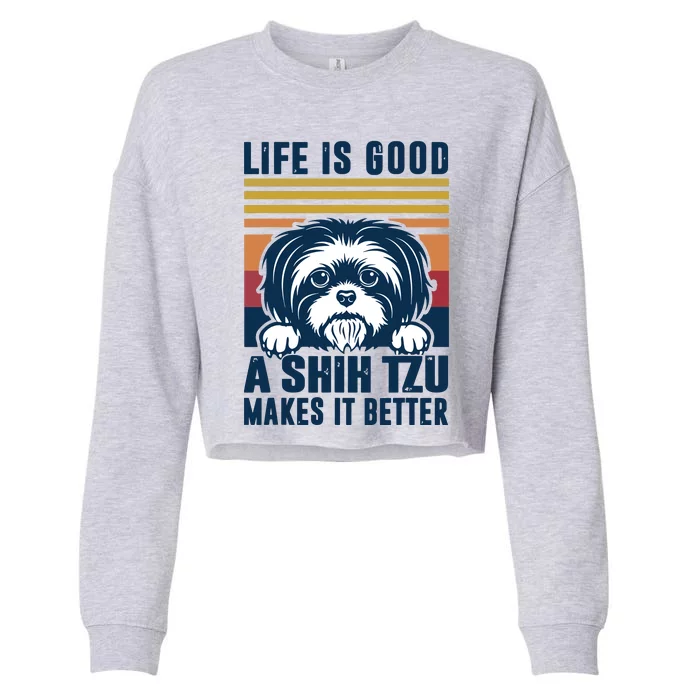 Shih Tzu Gifts For Men Women Shitzu Dog Mom Dad Shih Tzu Cropped Pullover Crew