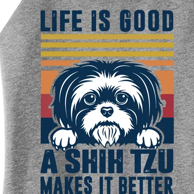 Shih Tzu Gifts For Men Women Shitzu Dog Mom Dad Shih Tzu Women’s Perfect Tri Rocker Tank