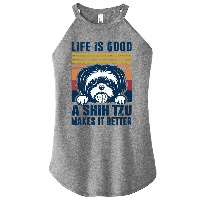 Shih Tzu Gifts For Men Women Shitzu Dog Mom Dad Shih Tzu Women’s Perfect Tri Rocker Tank