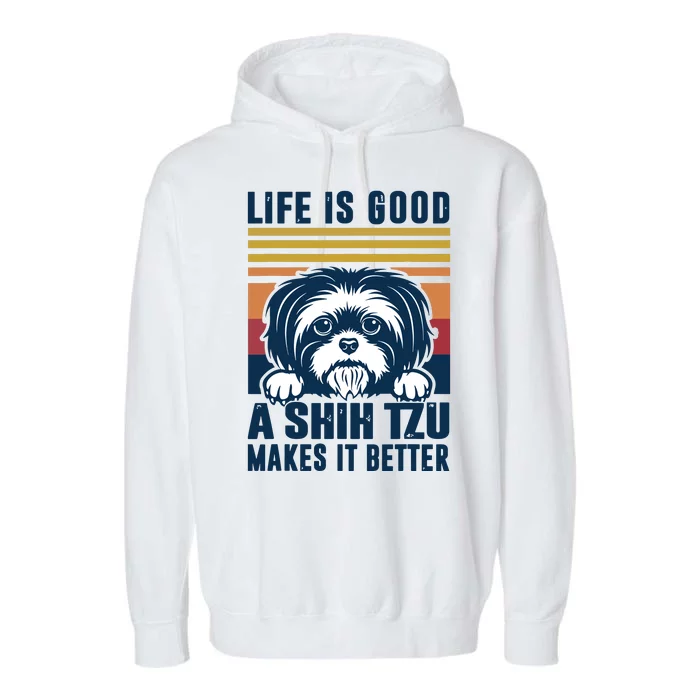 Shih Tzu Gifts For Men Women Shitzu Dog Mom Dad Shih Tzu Garment-Dyed Fleece Hoodie