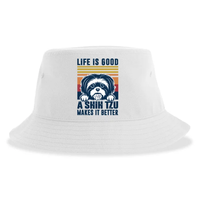 Shih Tzu Gifts For Men Women Shitzu Dog Mom Dad Shih Tzu Sustainable Bucket Hat