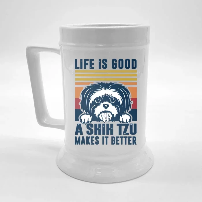 Shih Tzu Gifts For Men Women Shitzu Dog Mom Dad Shih Tzu Front & Back Beer Stein