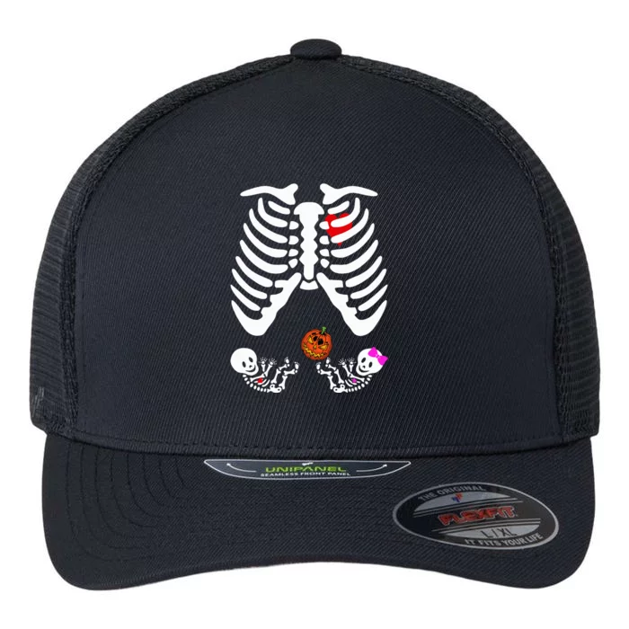 Skeleton Twins Girl Boy Pregnancy Halloween Costume Flexfit Unipanel Trucker Cap