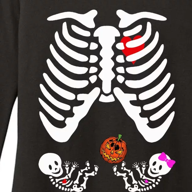 Skeleton Twins Girl Boy Pregnancy Halloween Costume Womens CVC Long Sleeve Shirt