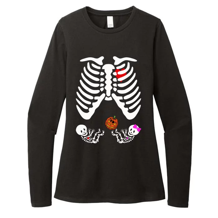 Skeleton Twins Girl Boy Pregnancy Halloween Costume Womens CVC Long Sleeve Shirt