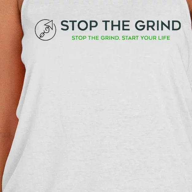 Stop The Grind. Start Your Life Premium Women's Knotted Racerback Tank