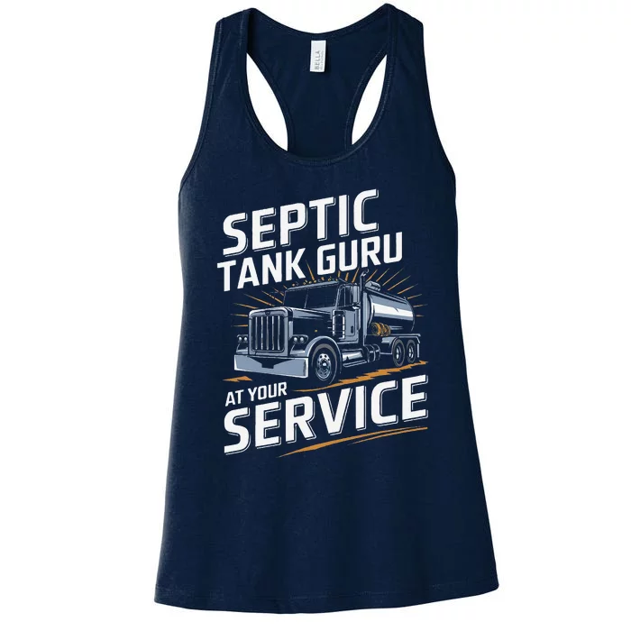 Septic Tank Guru At Your Service Septic Tank Installer Women's Racerback Tank