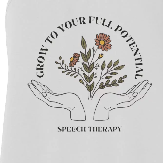 Speech Therapist Gift Speech Therapy Funny SLP Speech Flower Women's Racerback Tank