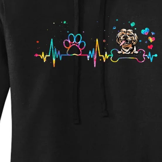 Shih Tzu Heartbeat Funny Tie Dye Dog Lovers Women's Pullover Hoodie