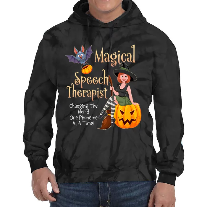 Speech Therapy Halloween Magical Therapist Witch Tie Dye Hoodie