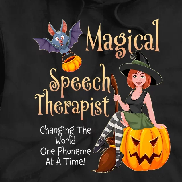 Speech Therapy Halloween Magical Therapist Witch Tie Dye Hoodie