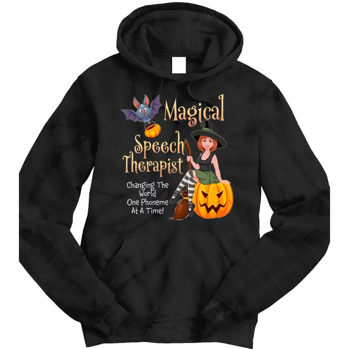 Speech Therapy Halloween Magical Therapist Witch Tie Dye Hoodie