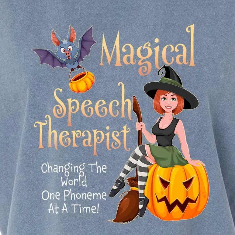 Speech Therapy Halloween Magical Therapist Witch Garment-Dyed Women's Muscle Tee