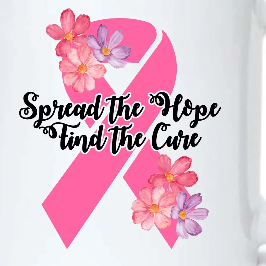 Spread The Hope Find The Cure Breast Cancer Floral Ribbon Black Color Changing Mug