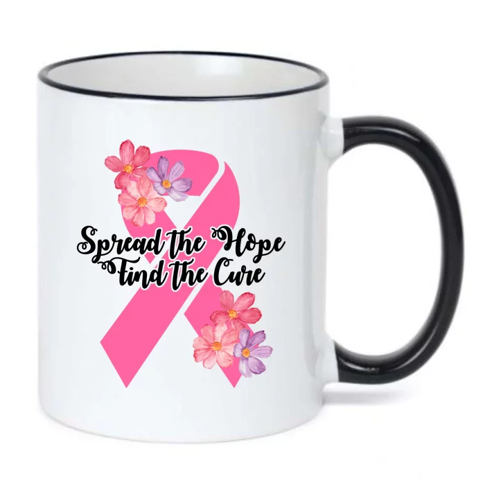 Spread The Hope Find The Cure Breast Cancer Floral Ribbon Black Color Changing Mug