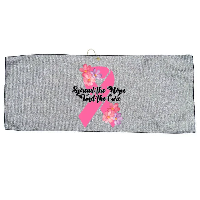 Spread The Hope Find The Cure Breast Cancer Floral Ribbon Large Microfiber Waffle Golf Towel