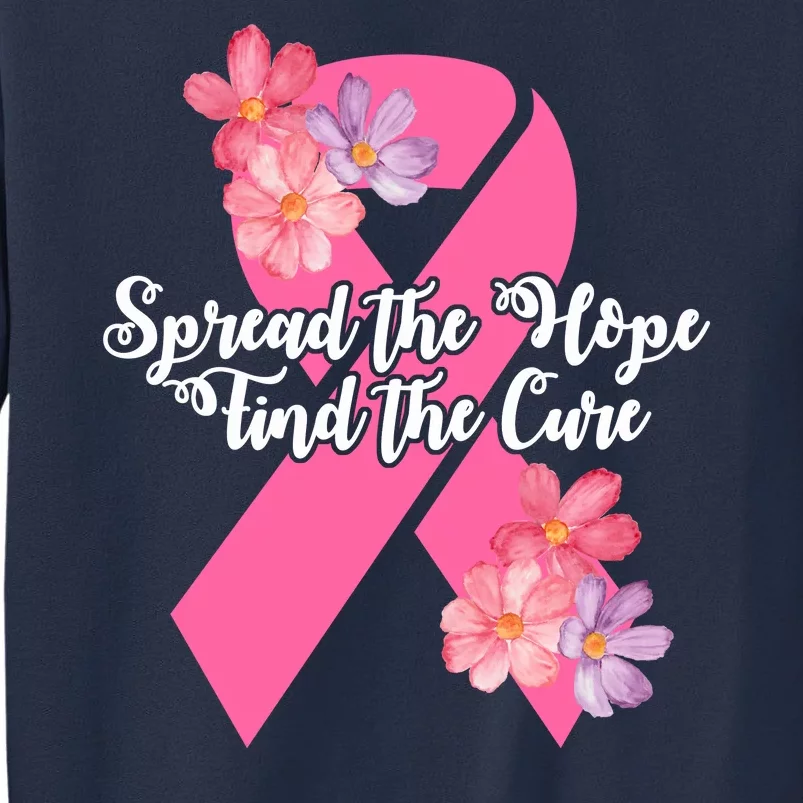 Spread The Hope Find The Cure Breast Cancer Floral Ribbon Sweatshirt