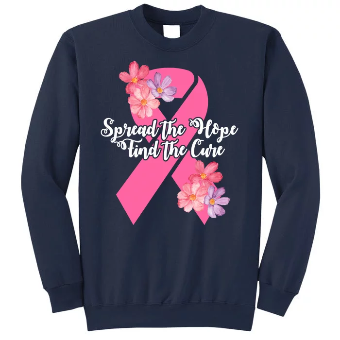 Spread The Hope Find The Cure Breast Cancer Floral Ribbon Sweatshirt