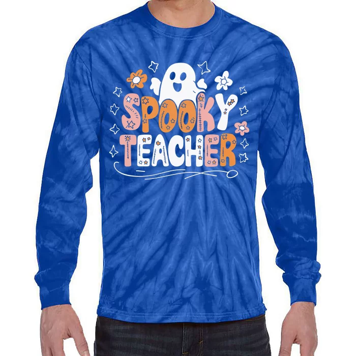 Spooky Teacher Halloween Ghost Classroom Fun Teacher Gift Tie-Dye Long Sleeve Shirt