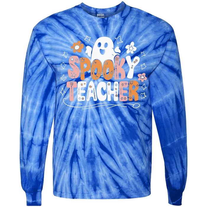 Spooky Teacher Halloween Ghost Classroom Fun Teacher Gift Tie-Dye Long Sleeve Shirt