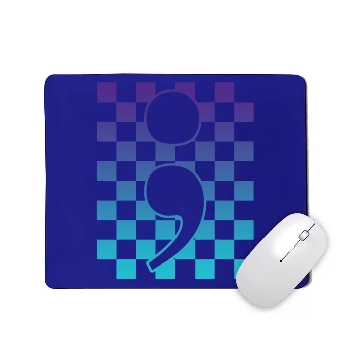 Semicolon Tal Health Matters Awareness Retro Checkered Cool Gift Mousepad