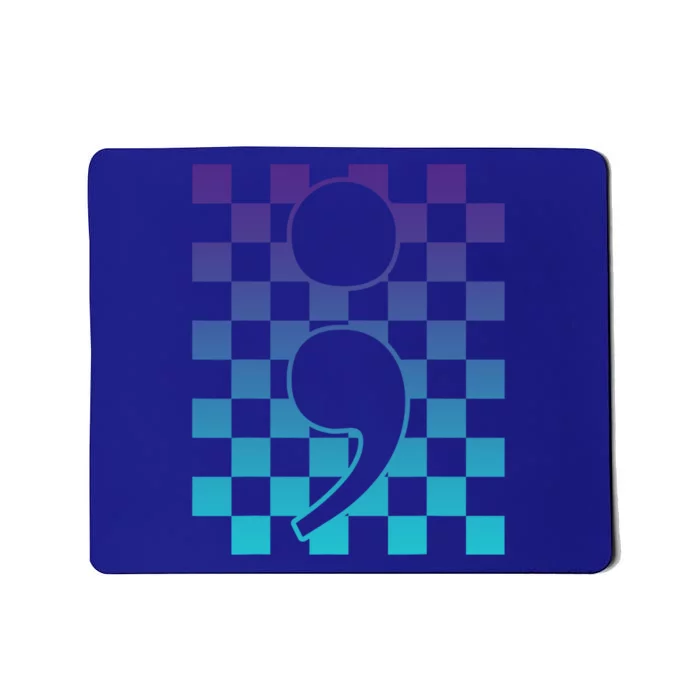 Semicolon Tal Health Matters Awareness Retro Checkered Cool Gift Mousepad