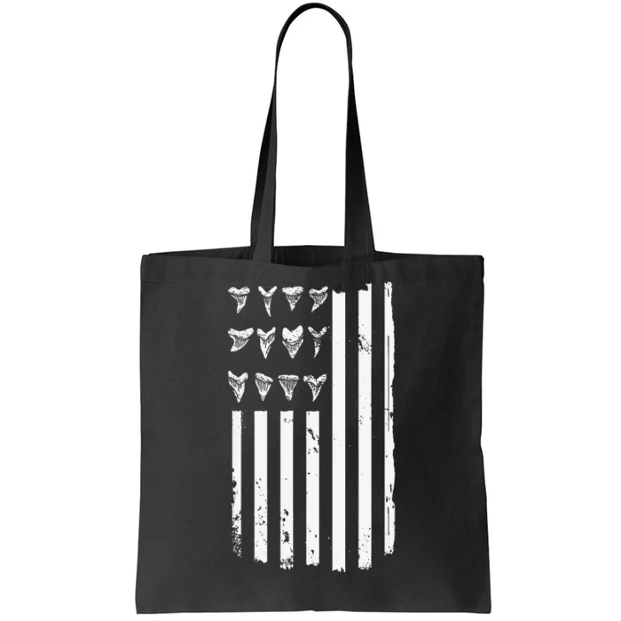 Shark Tooth Hunting American Flag Design for Fossil Hunter Tote Bag