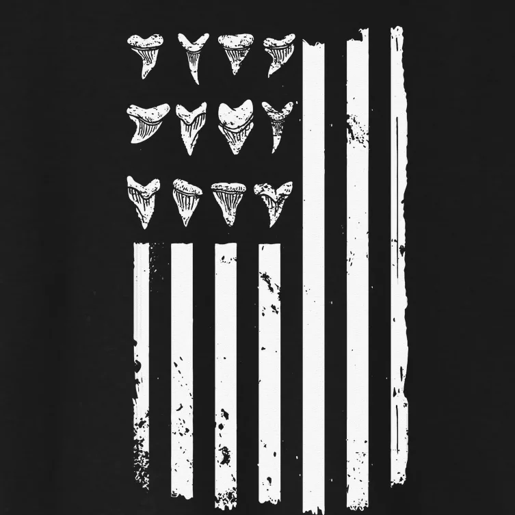 Shark Tooth Hunting American Flag Design for Fossil Hunter Women's Crop Top Tee