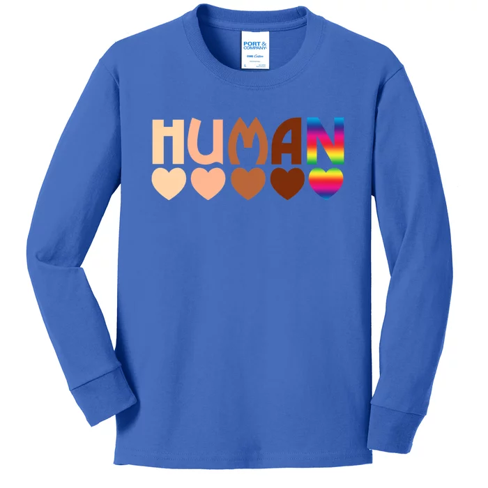 Solidarity Tolerance Hu Heart Equality Blm Pride Great Gift Kids Long Sleeve Shirt