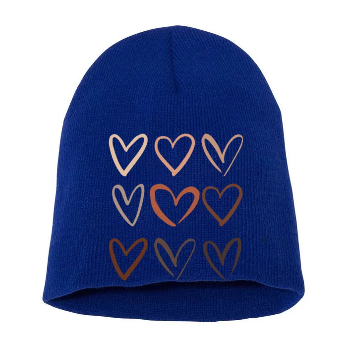 Skin Tone Hearts Be Kind Melanin Black History Gift Short Acrylic Beanie