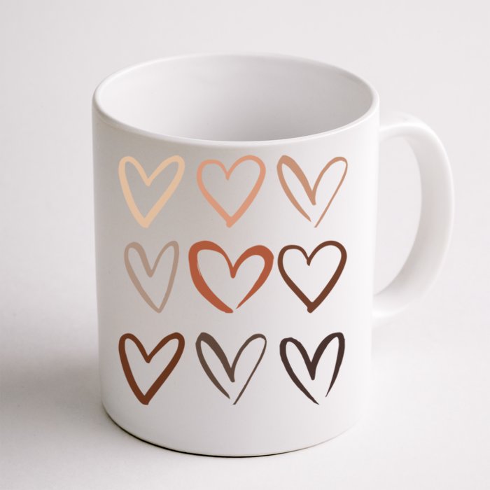 Skin Tone Hearts Be Kind Melanin Black History Gift Front & Back Coffee Mug