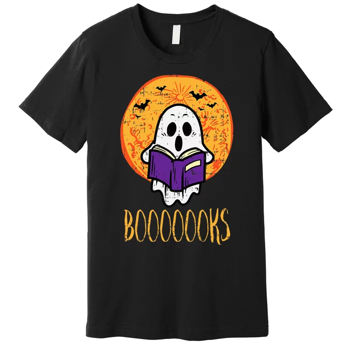 Spooky Tales Haunted Moon Ghosts and Halloween Reads Premium T-Shirt