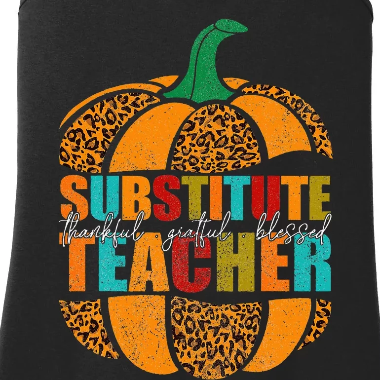 Substitute Teacher Halloween Thankful Grateful Pumpkin Ladies Essential Tank