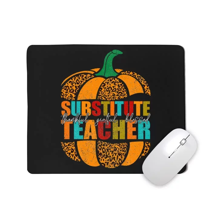 Substitute Teacher Halloween Thankful Grateful Pumpkin Mousepad