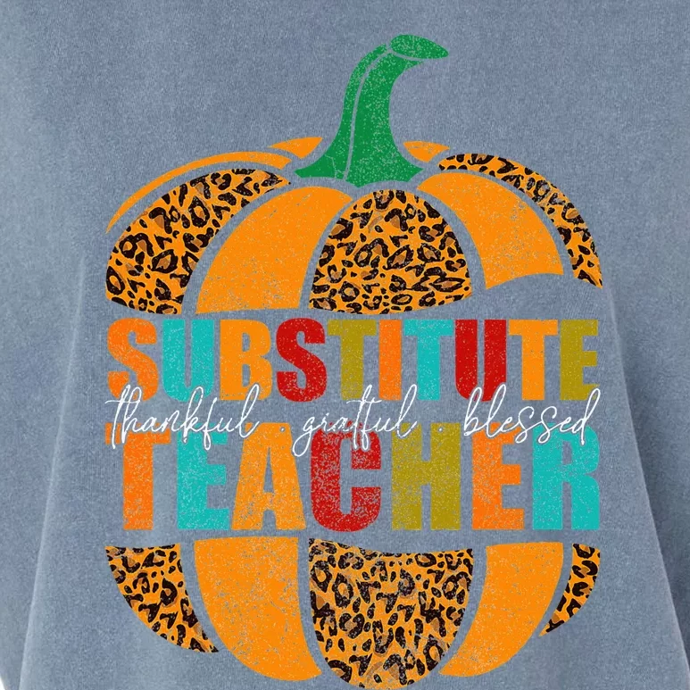 Substitute Teacher Halloween Thankful Grateful Pumpkin Garment-Dyed Women's Muscle Tee